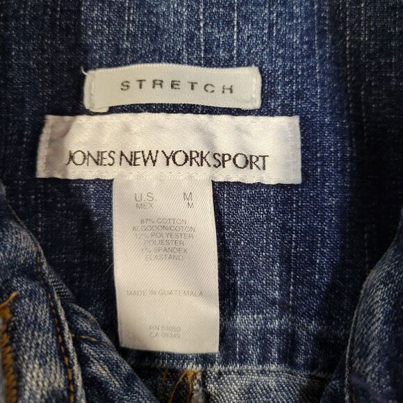 Jones New York Women's Denim Cargo Jacket Size Medium Stretch Pockets - Picture 5 of 7